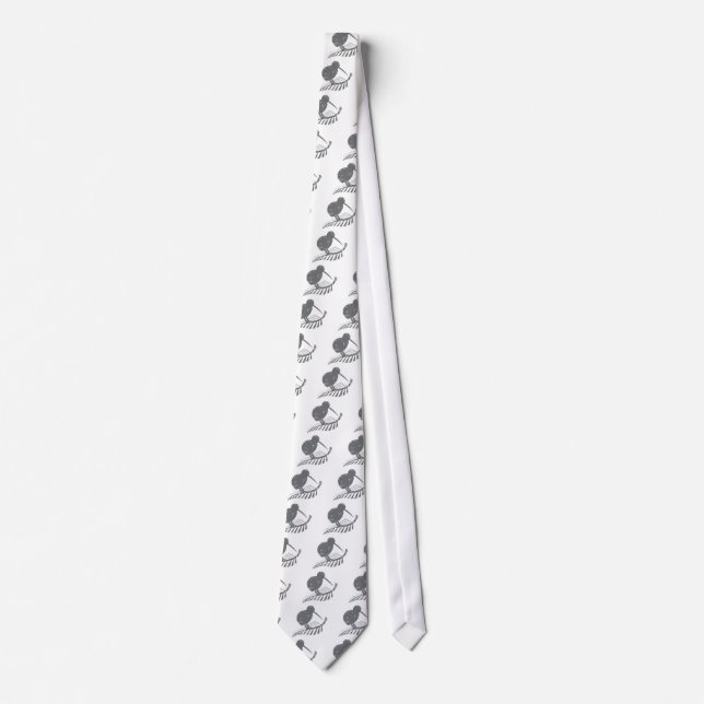 cute silver kiwi bird and silver fern distressed neck tie (Front)