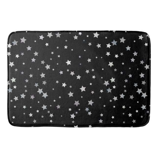 Cute Silver Stars pattern | Any background color  Bath Mat (Front)