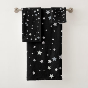 Cute Silver Stars pattern Any background color Bath Towel Set