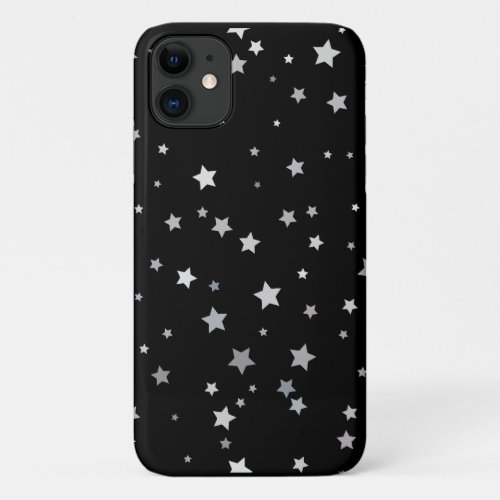 Cute Silver Stars pattern  Any background color  iPhone 11 Case
