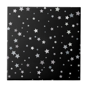 Cute Silver Stars pattern Any background color Ceramic Tile