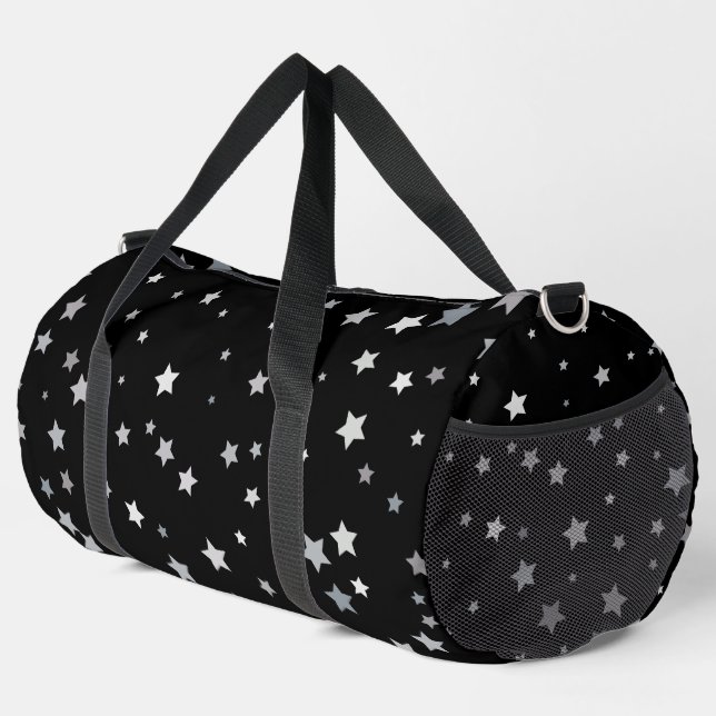 Cute Silver Stars pattern | Any background color  Duffle Bag (Right Corner)
