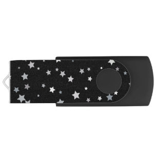 Cute Silver Stars pattern Any background color Flash Drive
