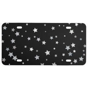 Cute Silver Stars pattern   Any background color  License Plate
