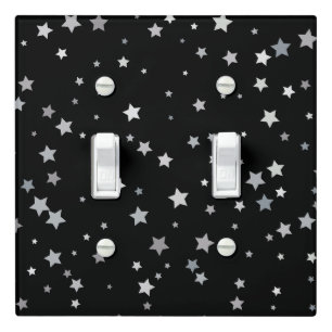 Cute Silver Stars pattern   Any background color  Light Switch Cover
