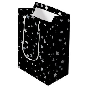 Cute Silver Stars pattern   Any background color  Medium Gift Bag