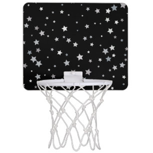 Cute Silver Stars pattern Any background color Mini Basketball Hoop