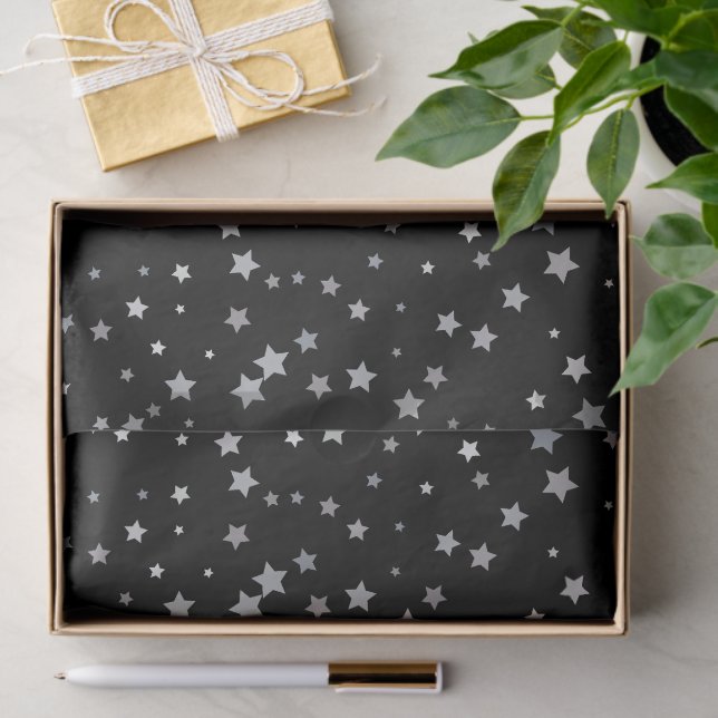 Cute Silver Stars pattern | Any background color  Tissue Paper (Gift)