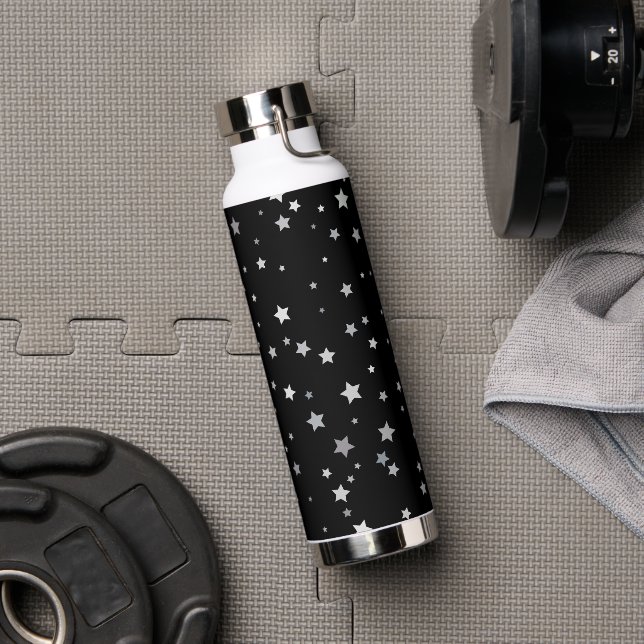 Cute Silver Stars pattern | Any background color  Water Bottle (Gym)