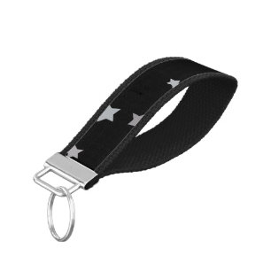 Cute Silver Stars pattern   Any background color  Wrist Keychain