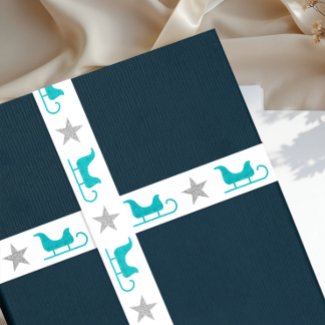 Cute Silver White Blue Sleigh Star Glitter Pattern