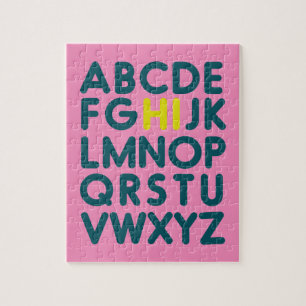 Cute Simple Alphabet Letter Art in Pink Jigsaw Puzzle