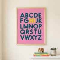 Cute Simple Alphabet Letter Art in Pink