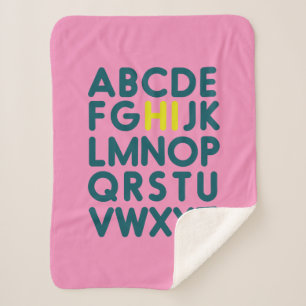 Cute Simple Alphabet Letter Art in Pink Sherpa Blanket