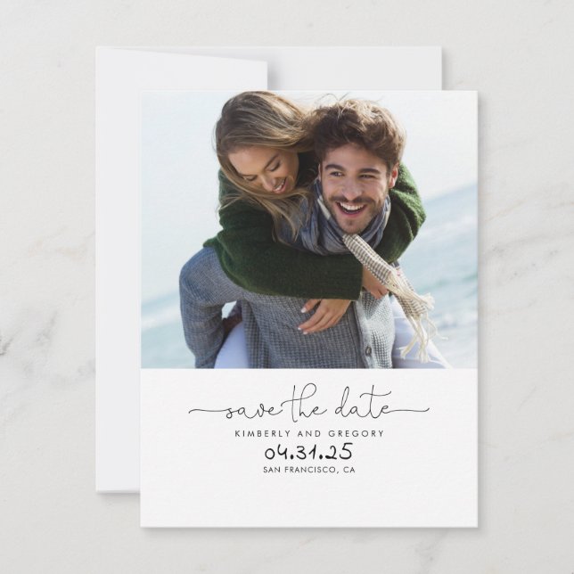 Cute Simple and Elegant Save the Date Photo (Front)
