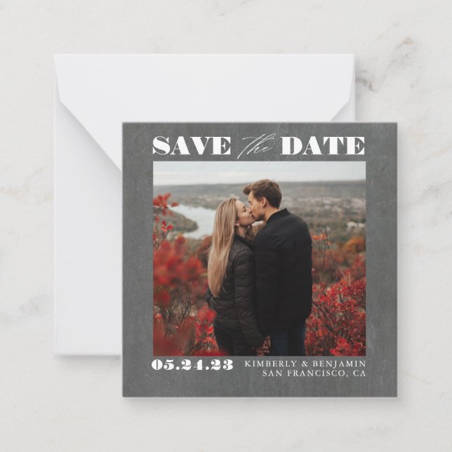 Cute Simple and Elegant Save the Date Photo Note Card (Front)