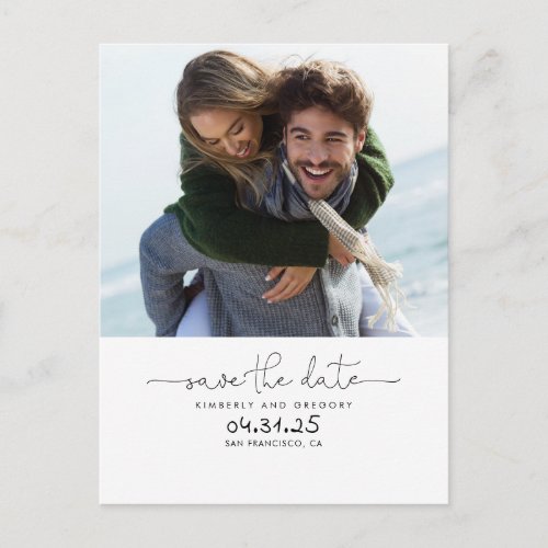 Cute Simple and Minimal Save the Date Photo Announcement Postcard