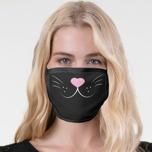 Cute Simple and Modern Hand Drawn Cat Whiskers Face Mask