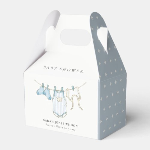 Cute Simple Aqua Blue Boy Clothesline Baby Shower