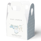 Cute Simple Aqua Blue Boy Clothesline Baby Shower