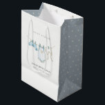 Cute Simple Aqua Blue Boy Clothesline Baby Shower Medium Gift Bag<br><div class="desc">For any further customisation or any other matching items,  please feel free to contact me at yellowfebstudio@gmail.com</div>
