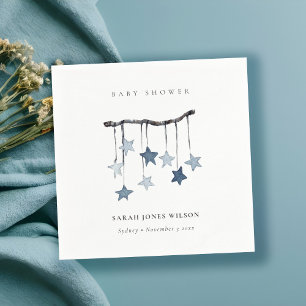 Cute Simple Aqua Blue Star Mobile Baby Shower Napkins