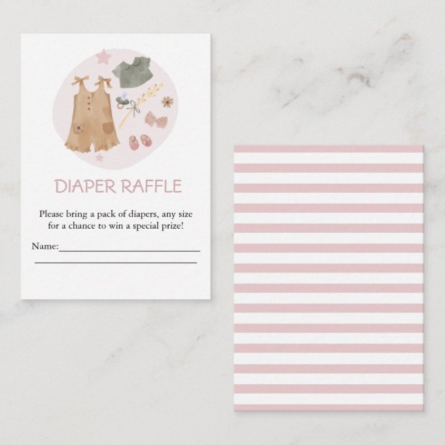Cute Simple Baby Clothes Pink Diaper Raffle Enclosure Card (Front/Back)