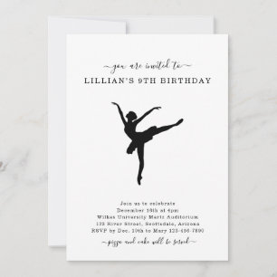 Cute Simple Ballet Dancing Birthday Invitation