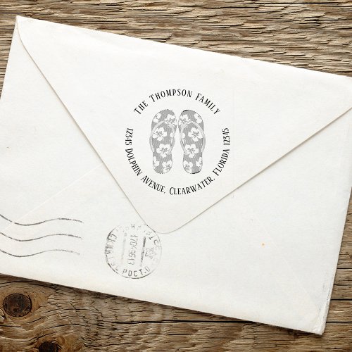 Cute Simple Beach Personalized Return Address Self_inking Stamp