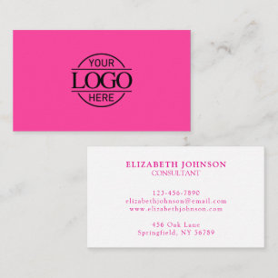 Cute Simple Bight Pink Professional Company Logo Business Card