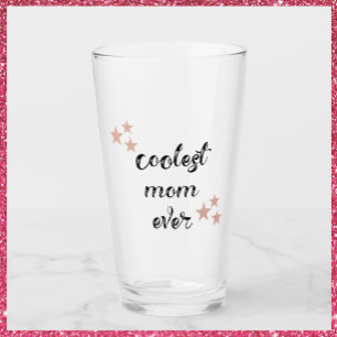 Cute Simple Black and Pink Coolest Mom Ever Glass