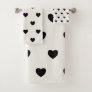 Cute Simple Black and White Heart Pattern Bath Towel Set