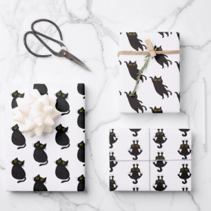 Cute Simple Black Cat Wrapping Paper Sheets