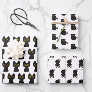 Cute Simple Black Cat Wrapping Paper Sheets