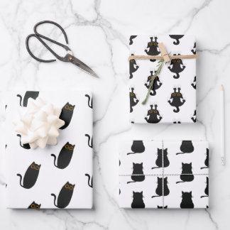 Cute Simple Black Cat Wrapping Papers Paper Sheets