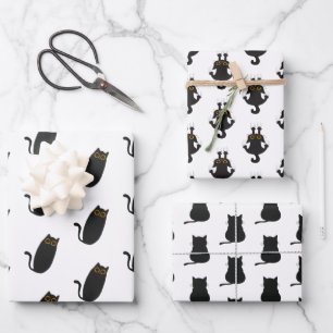 Cute Simple Black Cat Wrapping Papers Wrapping Paper Sheets