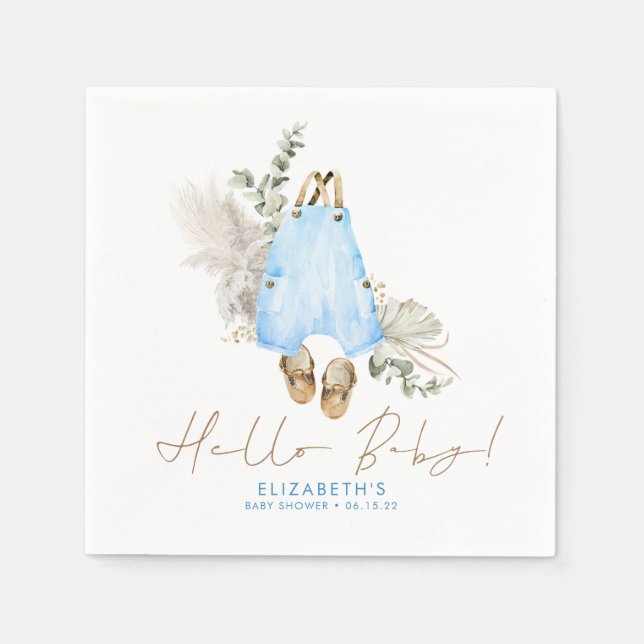 Cute Simple Blue and Brown Baby Shower Napkins (Front)