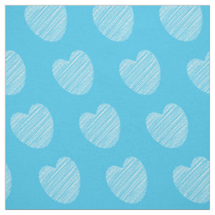 Cute Simple Blue and White Heart Pattern Fabric