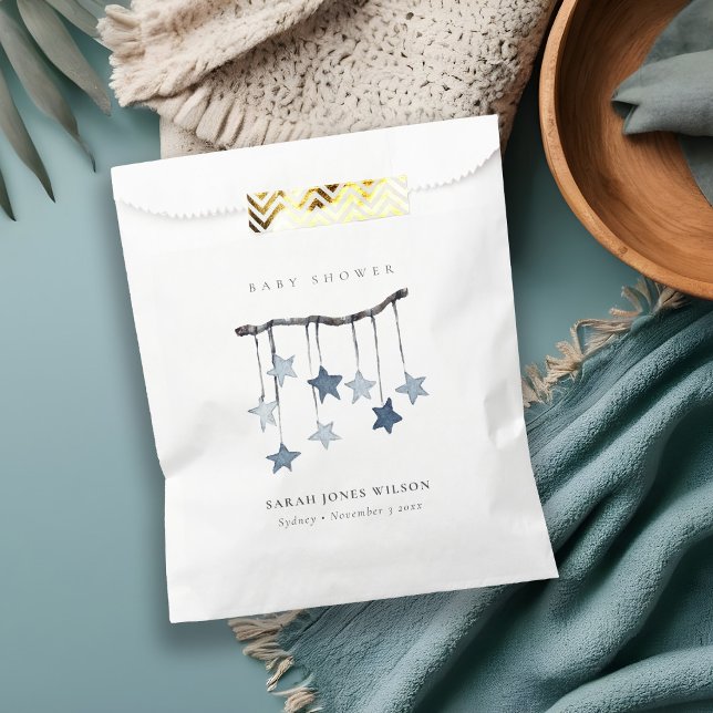 Cute Simple Blue Boy Star Mobile Baby Shower Favor Bag (Creator Uploaded)