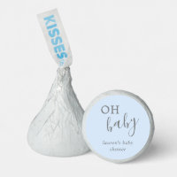 Cute Simple Blue Gray Boy Oh Baby Shower Hershey®'s Kisses®