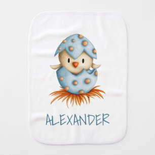 Cute Simple Blue Yellow Baby Bird Hatching Baby Burp Cloth