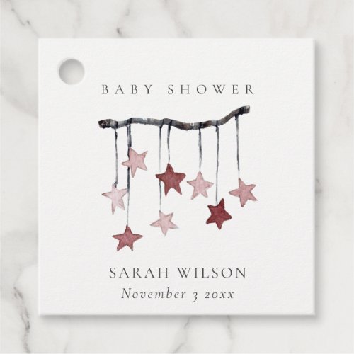 Cute Simple Blush Pink Star Mobile Baby Shower Favor Tags