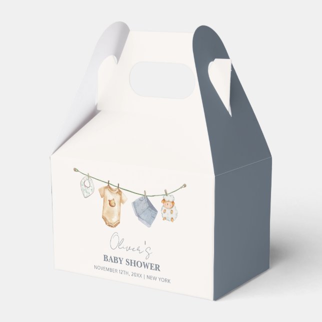 Cute Simple Boho Clothesline Baby Shower  Favor Boxes (Front Side)