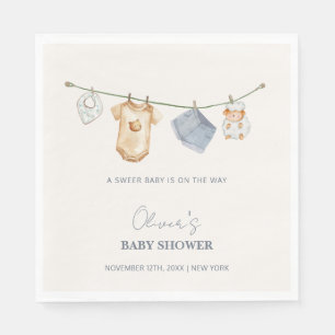 Cute Simple Boho Clothesline Baby Shower Napkins