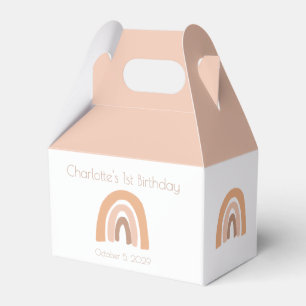 Cute Simple Boho Rainbow Pink Pastel 1st Birthday Favor Boxes