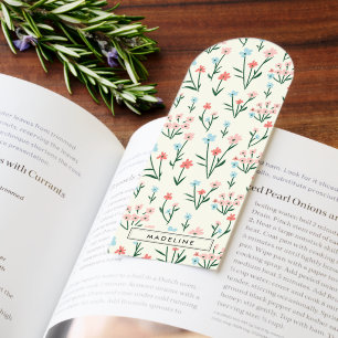 Cute Simple Botanical Pink Blue Flower Floral Bookmarks