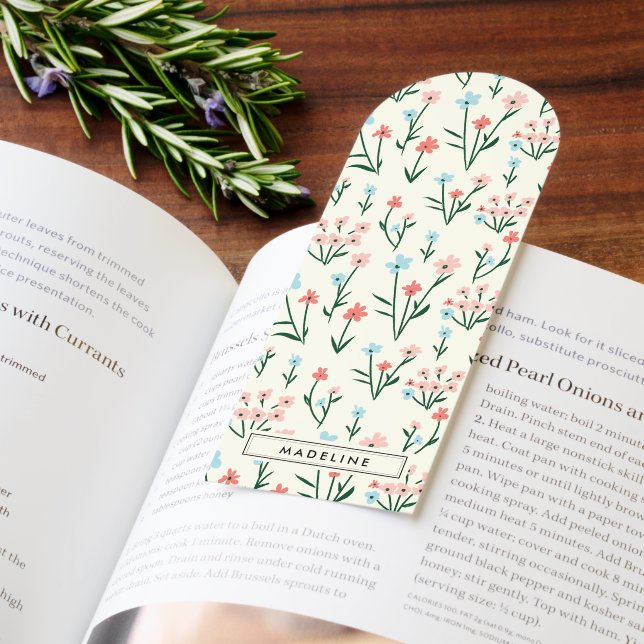 Cute Simple Botanical Pink Blue Flower Floral Bookmarks (Book)
