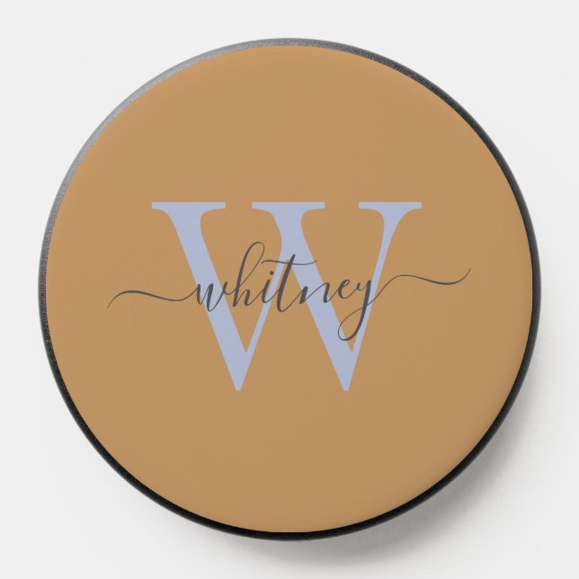 Cute Simple Bronze Monogram Name & Initial PopSocket (Popsocket)