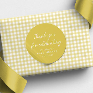 Cute simple butter yellow baby shower thank you classic round sticker