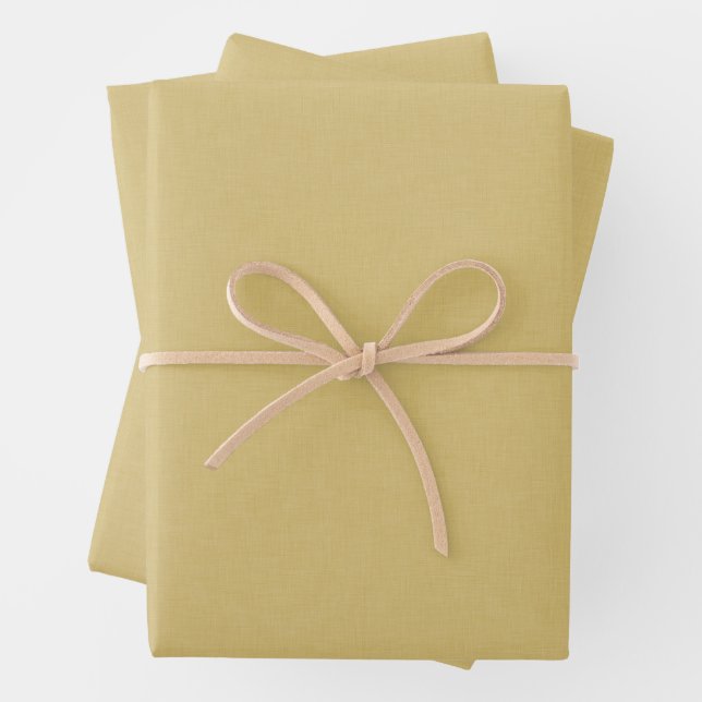 Cute simple butter yellow chambray effect wrapping paper sheets (In situ)